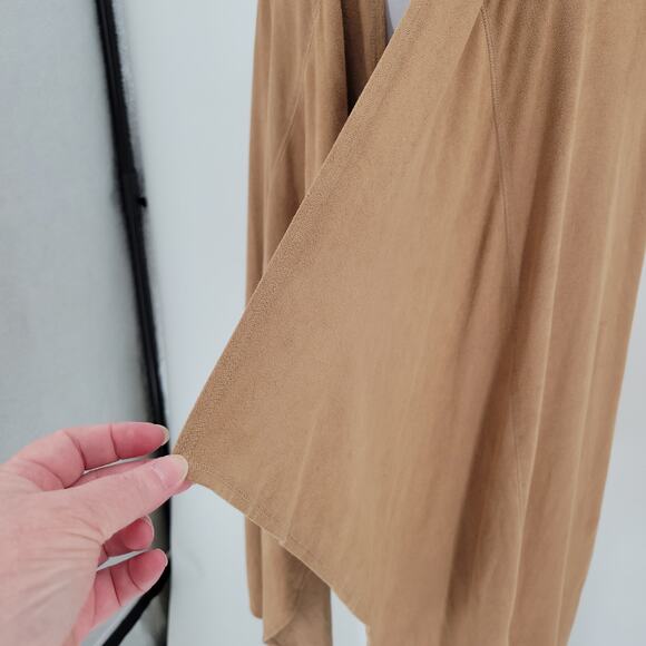 Faux Suede Vest Western Festival Hippie Cowgirl Open Tan Waterfall Retro Size M - Picture 5 of 7